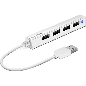 SPEEDLINK SL-140000-WE SNAPPY SLIM USB концентратор, 4-портов, USB 2.0, пасивен, бял (SL-140000-WE)