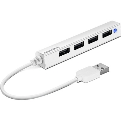 SPEEDLINK SL-140000-WE SNAPPY SLIM USB концентратор, 4-портов, USB 2.0, пасивен, бял (SL-140000-WE)