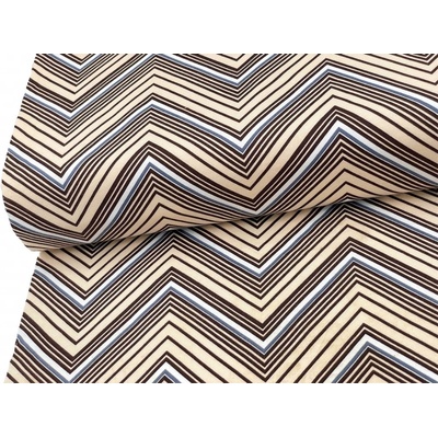 Mirtex Látka úplet Chevron hnědobéžový šířka 180 cm