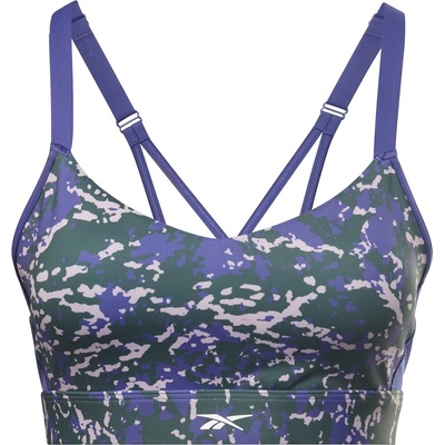 Reebok Women's Lux Speckle Modern Safari Strappy Medium Impact Sports Bra - Forgrn