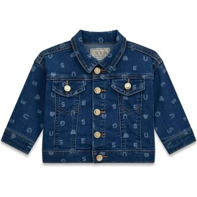 GUESS Модерно детско дънково яке Guess с брандиран принт и златни акценти