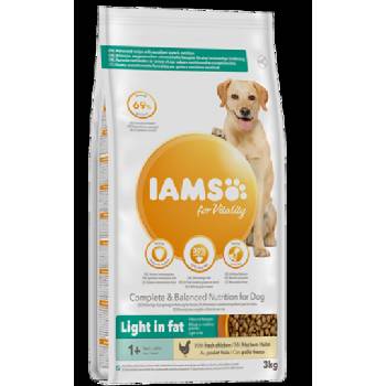 Iams Dog Weight Control - Пълноценна суха храна за израснали кучета с наднормено тегло или кастрирани, със сушено пилешко и пуешко месо, 12 кг