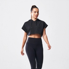 Squat Wolf Dámske tričko Vented Crop Hoodie Black