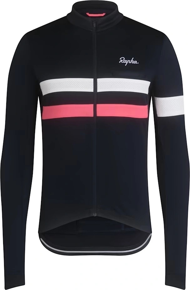 Rapha Men's Brevet Long Sleeve Dark Navy/High-Vis Pink/White od 4