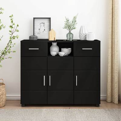 vidaXL Дървен шкаф Черно 88, 5 x 30, 5 x 73 см Инженерно дърво (880282)