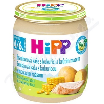 HiPP zemiakové pyré s kukuricou a morčacím mäsom 125 g