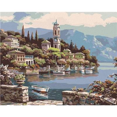 zuty Malování podle čísel Zátoka s veslicí 50 x 40 cm vypnuté plátno na rám