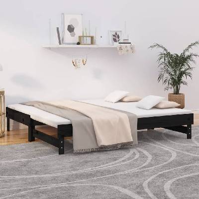 Nábytek XL 823393 Výsuvná postel černá masivní borovice