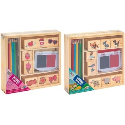 Moxy Комплект дървени печати и цветни моливи, в кутия, асорт (6606200038)