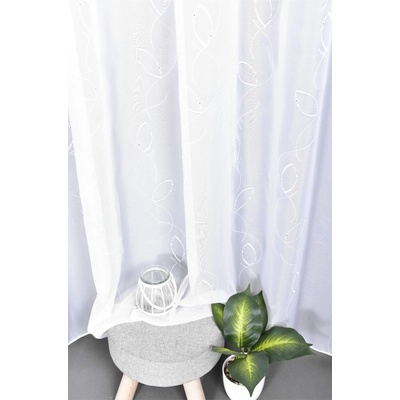 Záclona, Voál List s olovkom, biela 250 cm