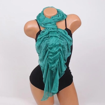 Image 1 of Платинено зелен стилен шал с набран ефект