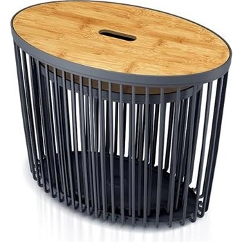 Prosperplast Set 2 univerzálnych oválnych košov CLUBO s bambusovými vekami 30 + 55 l antracit