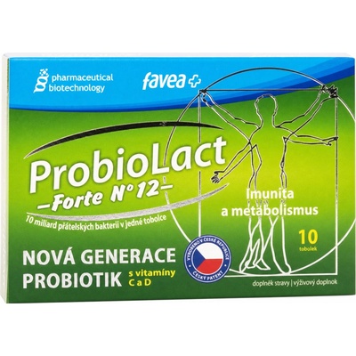 Favea ProbioLact Forte N ° 12 probiotiká s Vitamínom C a D 10 kapsúl