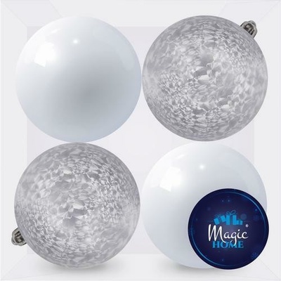 MagicHome Koule 4 ks 10 cm mix stříbrné bílé na vánoční stromeček
