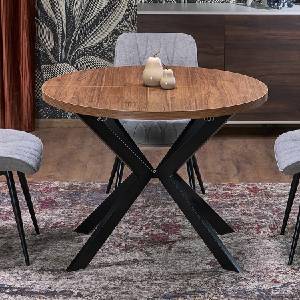 Halmar Кръгла разтегателна трапезна маса peroni орех / черен (hal-peroni-round-ext-walnut-blk)