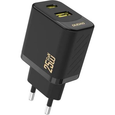 Dudao A26T мрежово зарядно устройство с USB+Type-C изход, 25 W, PD бързо зареждане, ЧЕРНО GP-190561 (GP-190561)