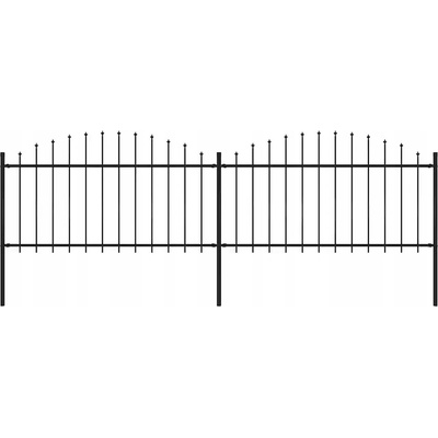 vidaXL Zahradní plot s hroty ocel (1,25–1,5) x 3,4 m černý
