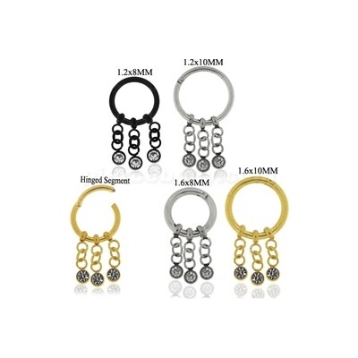 Piercingate kruh segment s kamínky PKR00086 stříbrná