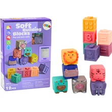 Lean Toys Mäkké vzdelávacie kocky Zvieratá Čísla Písmená Farebné 12 ks