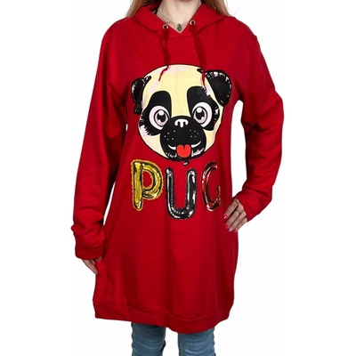 Dámske mikiny Pug červená