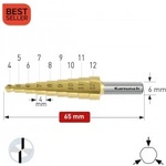 Karnasch Стъпално свредло Ø 4-12 mm (x 4 mm), HSS-XE TiN-Gold, 2x прав канал, BESTSELLER (1485)