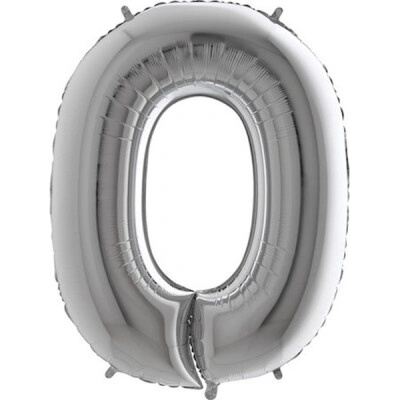 GRABO fóliový balónek ČÍSLICE STŘÍBRNÁ 0 102cm,40 nafukovací