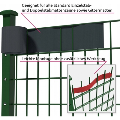 TECTAKE Stínící plotová folie s upevňovacími sponami, 70 m,antracit – Zboží Dáma