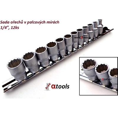 Nástrčné hlavice 12hranné palcové 3/8", 5/32" - 9/16", sada 12 ks na liště - ASTA A-IN222 – Hledejceny.cz