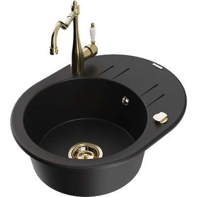 Mexen Kevin гранитна кухненска мивка с 1 отделение, със сушилня и кухненски (6517-77-670700-50)