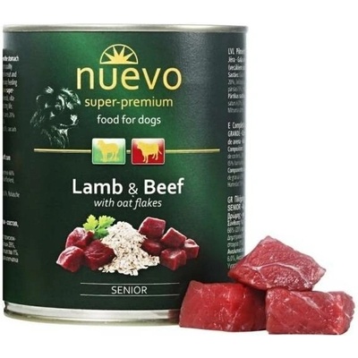 Nuevo Dog Senior Jehněčí a hovězí s ovesnými vločkami 6 x 800 g