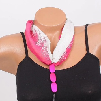 Image 1 of Фишу-колие в розово и бяло с ефектни висулки