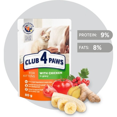 Club 4 Paws Kitten Premium S kuracím mäsom v omáčke 80 g