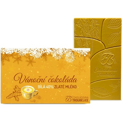 Čokoládovna Troubelice Vánoční čokoláda bílá 40% zlaté mléko 45 g