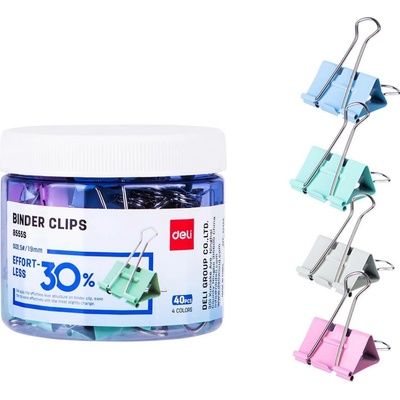 Binder clip 19mm, 40ks "BEZ NÁMAHY" DELI E8555S – Zboží Mobilmania
