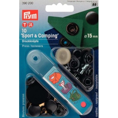 Knoflík stiskací SPORT a CAMPING 15mm černý nikl