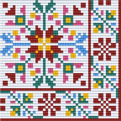Bright Toys Мозайка с пиксели - Българска шевица, 48x48 пиксела - Кюстендилски мотиви (BE48005)