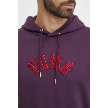 PUMA Памучен суичър Puma Classics Play Paris Hoodie в лилаво с качулка с апликация 626766 (626766)