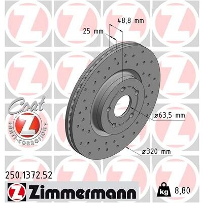 Brzdový kotúč ZIMMERMANN 250.1372.52 (250137252)