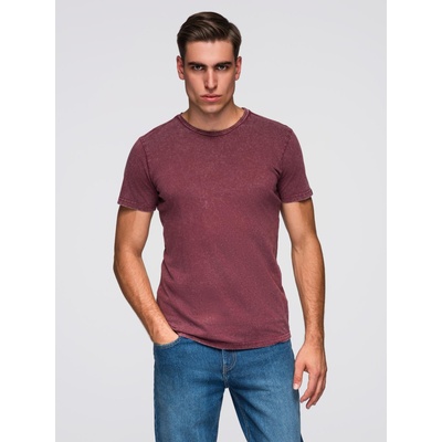 Ombre Clothing Мъжка тениска с ефект на изпиране - винена V3 OM-TSWT-0116 Ombre Clothing Ombre Clothing | Cherven | МЪЖЕ | M