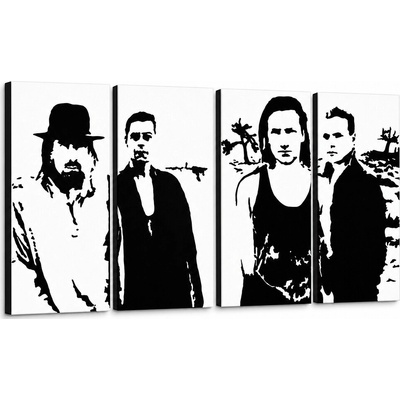 Ručne maľovaný POP Art obraz U2 in Black - 120x60 cm