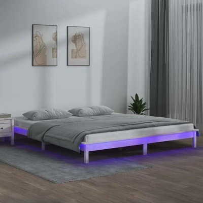 Petrashop 820627 Rám postele s LED světlem bílý / masivní dřevo
