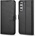 ICARER Haitang Leather Wallet Case - кожен (естествена кожа) калъф, тип портфейл за Samsung Galaxy S22 (черен)