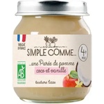 Simple Comme Био плодово пюре Simple Comme - С ябълка, кокосово мляко и ванилия, 4 м+, 125 g (3288131900223) - baby