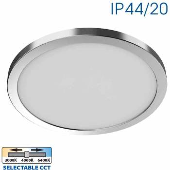 VIVALUX LED ПЛАФОНИЕРА NEBULA С ИЗБОР НА МОЩНОСТ 12W/18W/24W 3xCCT Ø300x17мм IP44 ХРОМ (VIV004814)