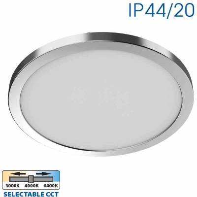 VIVALUX LED ПЛАФОНИЕРА NEBULA С ИЗБОР НА МОЩНОСТ 12W/18W/24W 3xCCT Ø300x17мм IP44 ХРОМ (VIV004814)