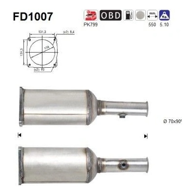 Filtr sazových částic, výfukový systém AS FD1007