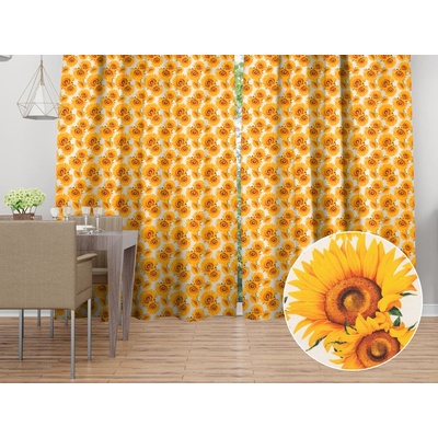 Biante Dekorační závěs PML-102 Slunečnice na bílém 145x190 cm