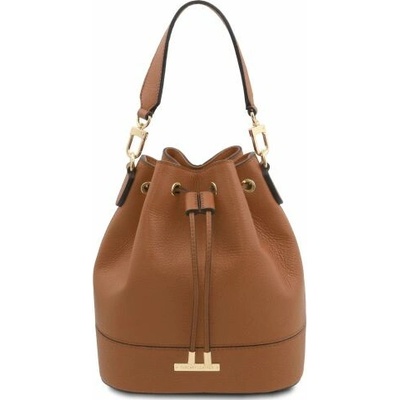 Tuscany Leather kožená kabelka do ruky s crossbody popruhom TL Bag Koňaková