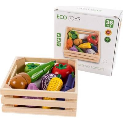 Ecotoys sada dřevěné ovoce v bedýnce