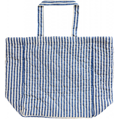 Ib Laursen Prošívaná bavlněná taška Stripes Off White/Blue modrá
